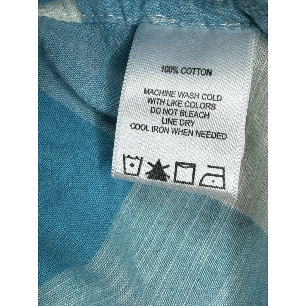 FoxCroft Blue & White Gingham Button Down Shirt‎ Roll Tab Sleeves Size 6 - Picture 9 of 10